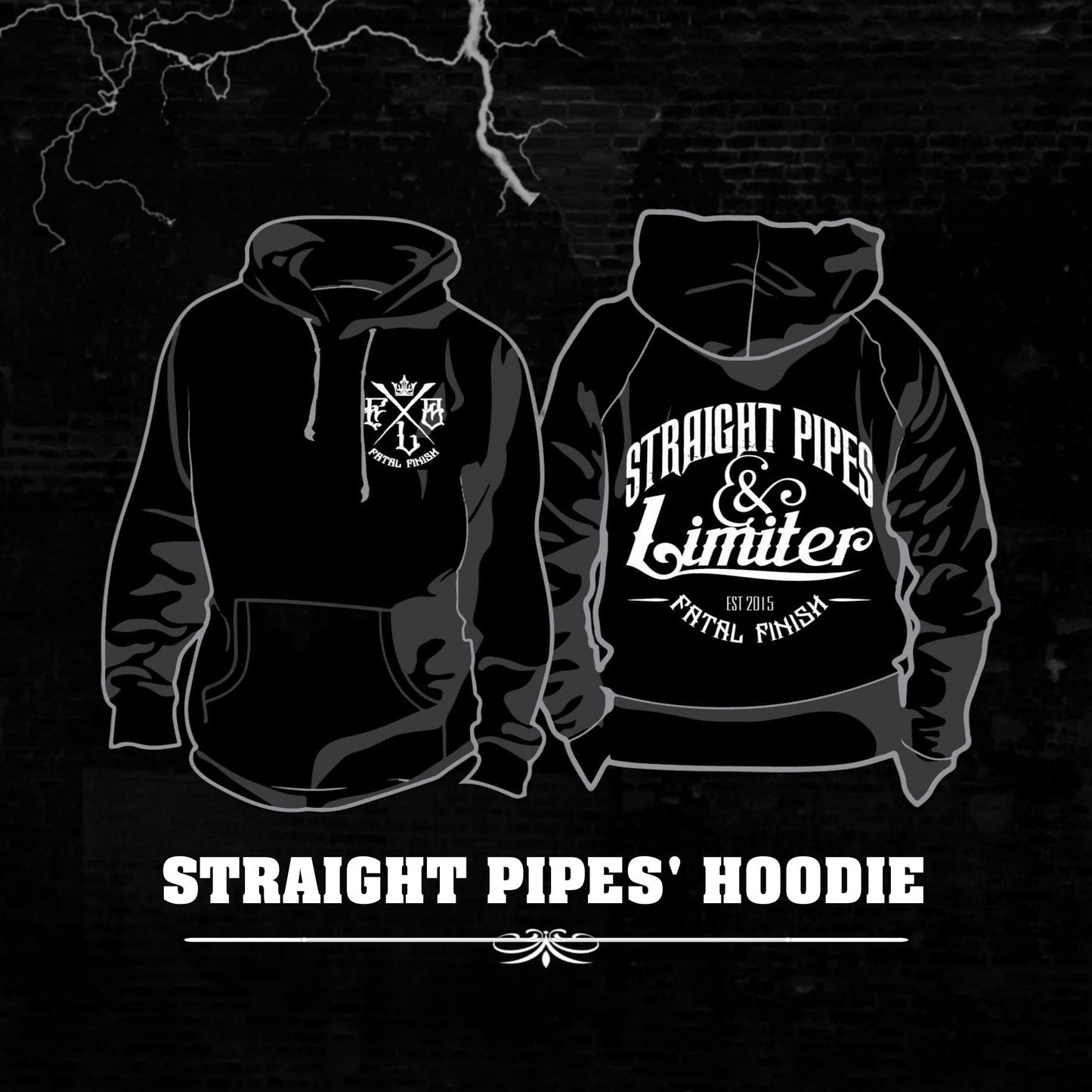 STRAIGHT PIPES & LIMITER HOODIE - 'Black/white'